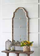 Large & Framed Wall Mirror, Arched Mirror With Decorative Window Look For Living Room - Cream