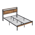 Platform Bed Frame With Wooden Headboard And Footboard, USB Liner