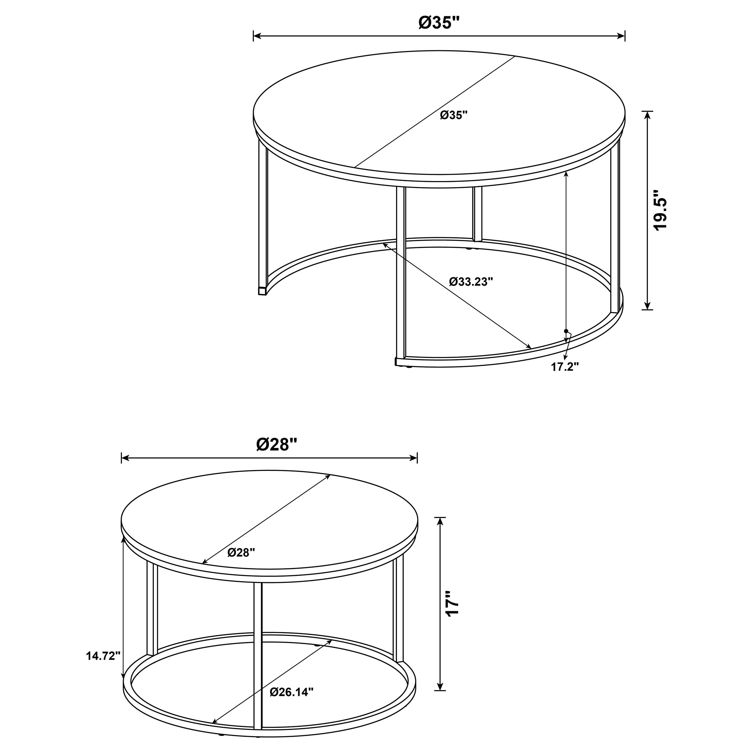 Lainey 2-piece Round Nesting Coffee Table Mango — view 11