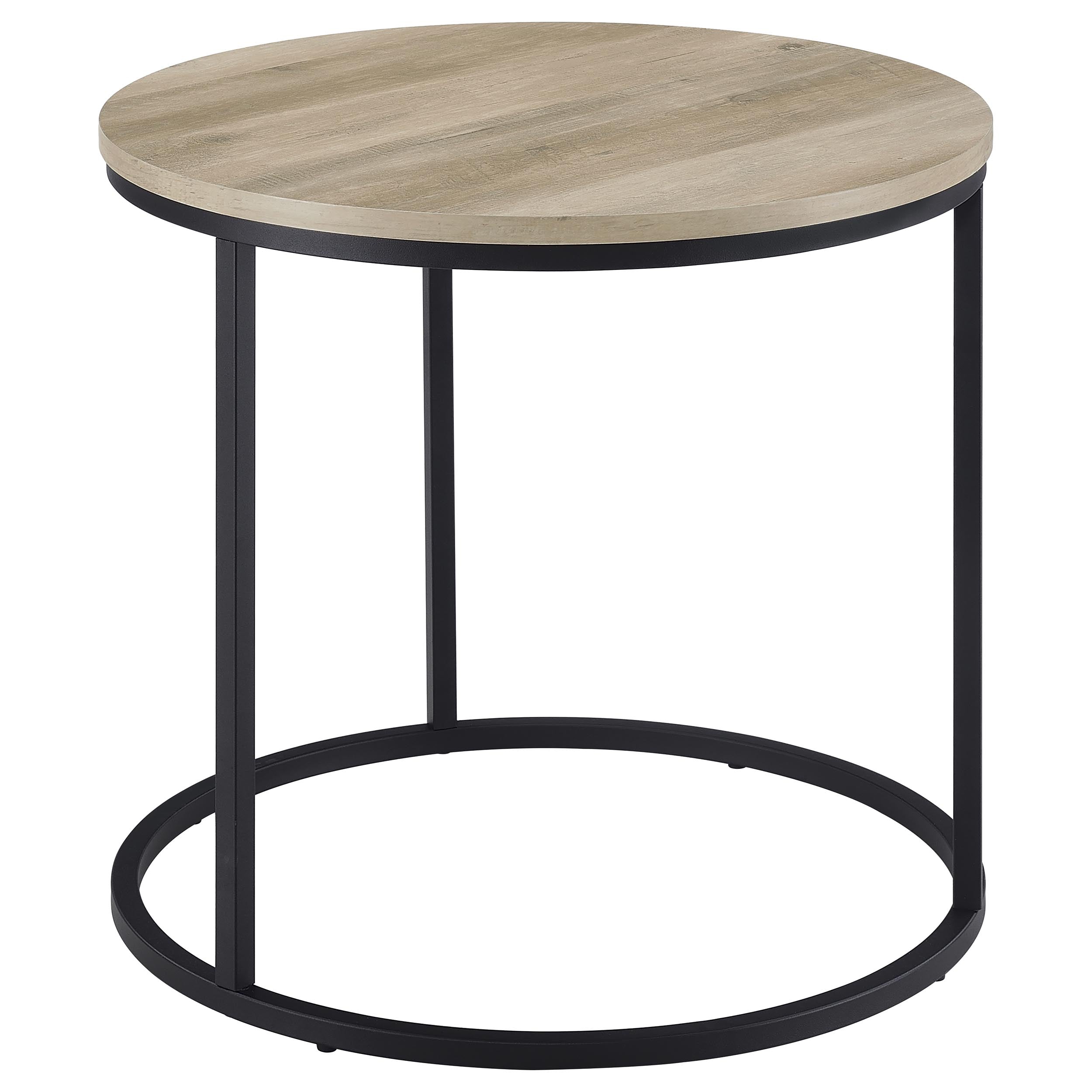 Lainey Round Occasional Side End Table Distressed Pine — view 1