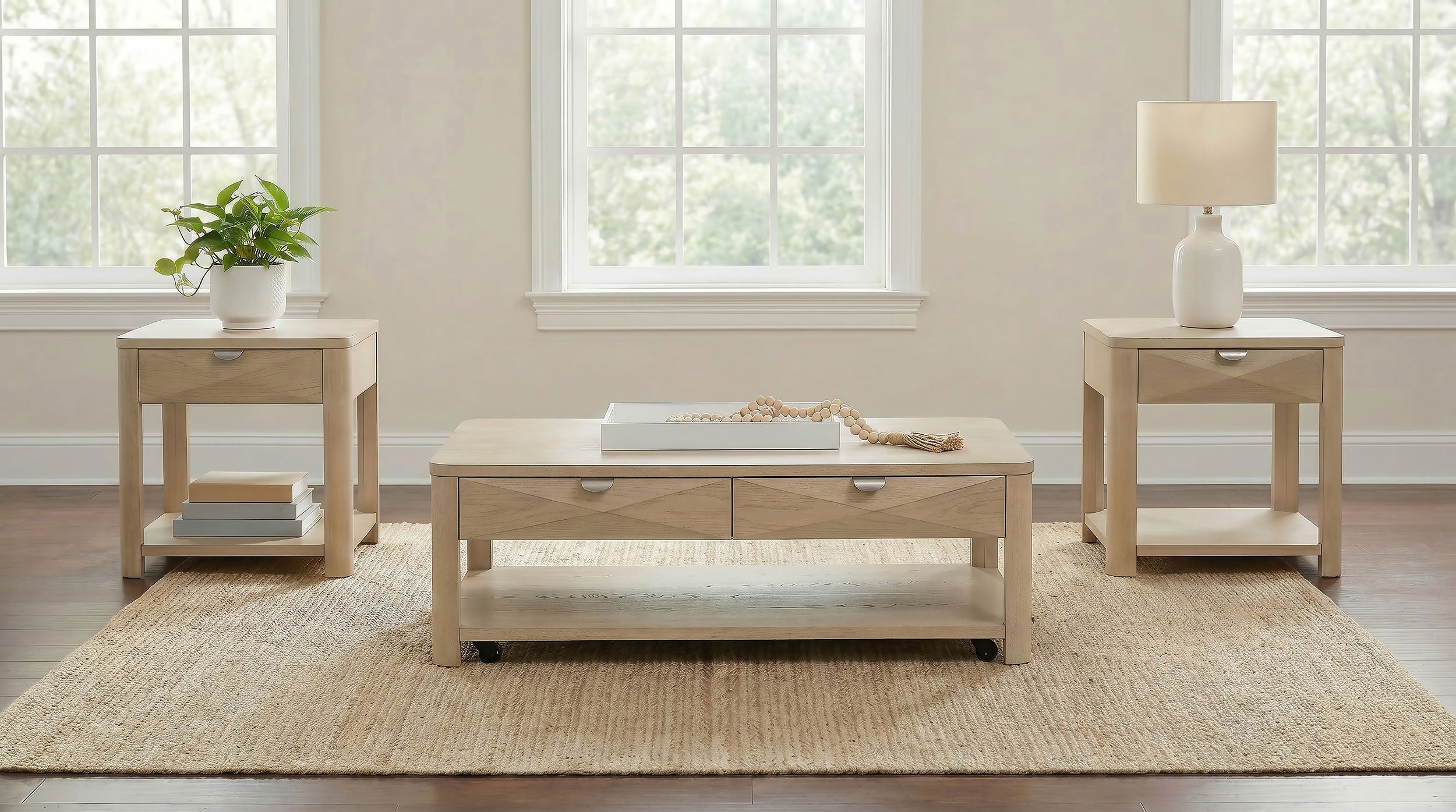 Marcelo 3-piece Coffee Table Set with Storage Light Elm — view 1