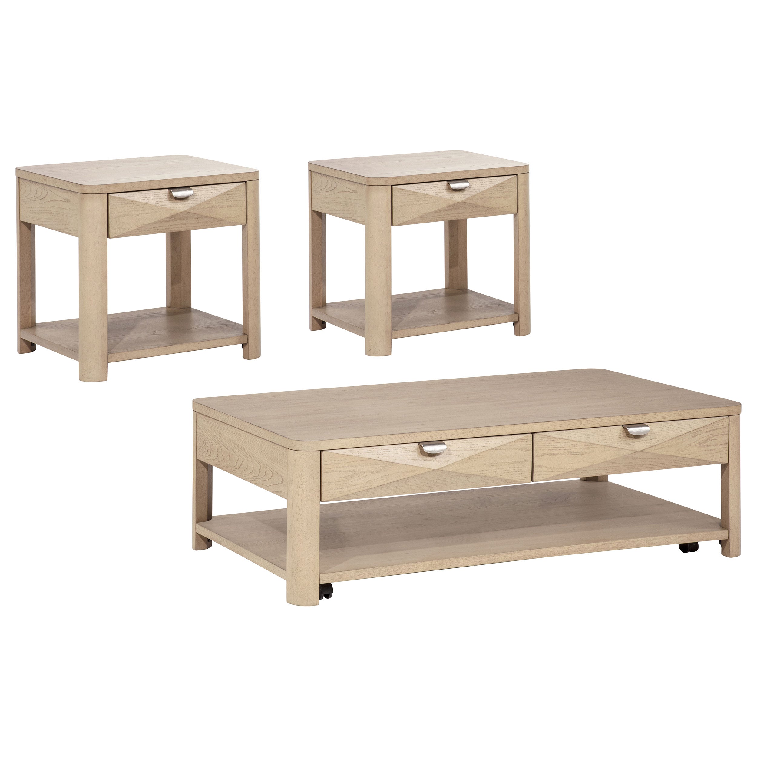 Marcelo 3-piece Coffee Table Set with Storage Light Elm — view 2