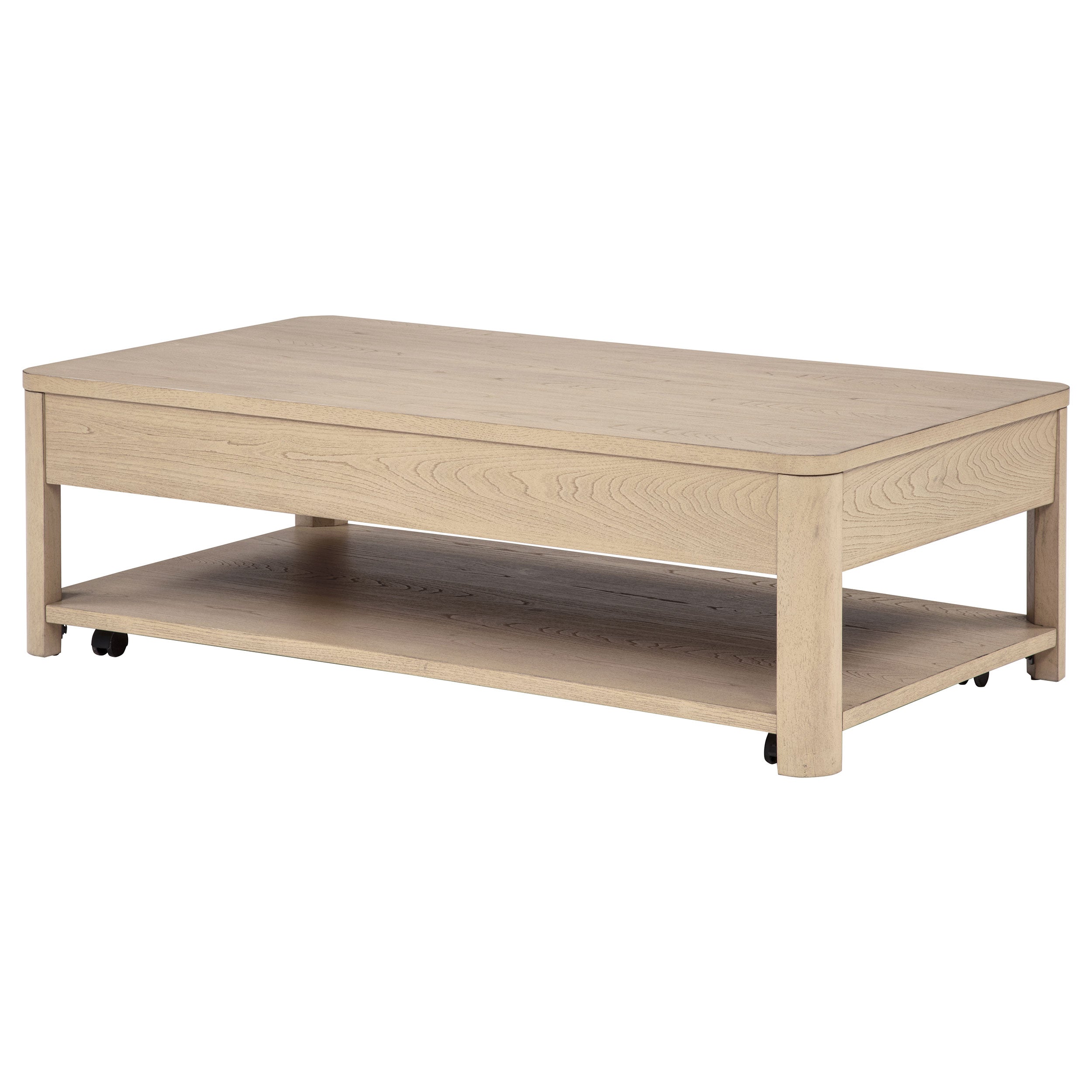 Marcelo Wood Coffee Table with 2 Drawers and Shelf Light Elm — view 9