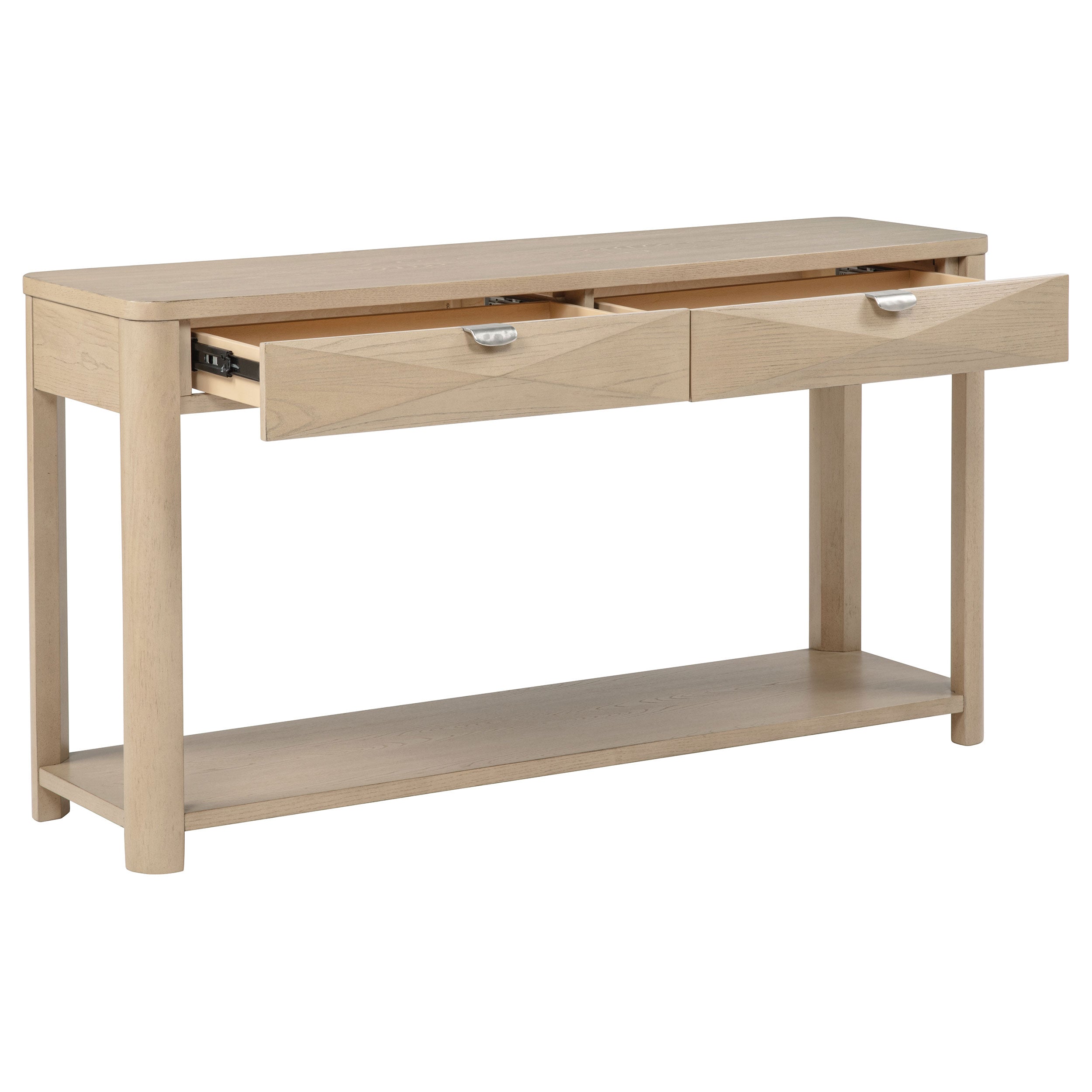 Marcelo Sofa Console Table with 2 Drawers and Shelf Light Elm — view 3