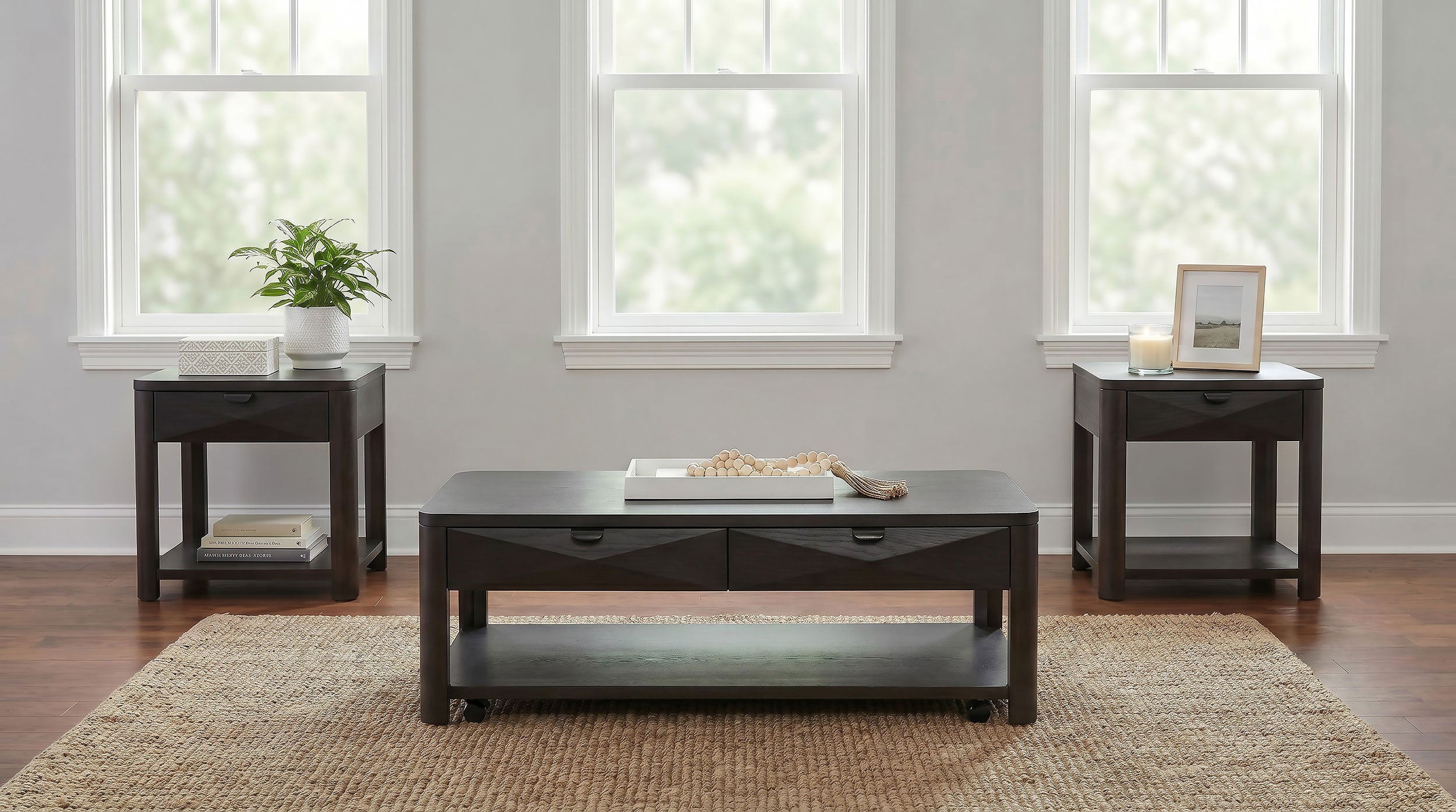 Marcelo Wood End Table with Drawer and Shelf Coffee — view 15