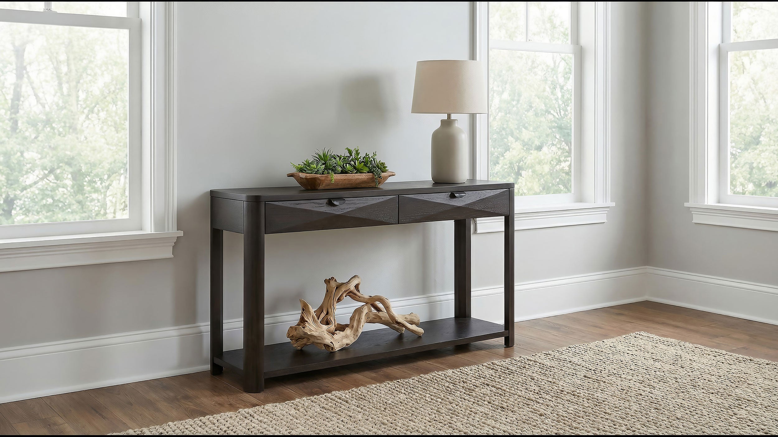 Marcelo Sofa Console Table with 2 Drawers and Shelf Coffee — view 2