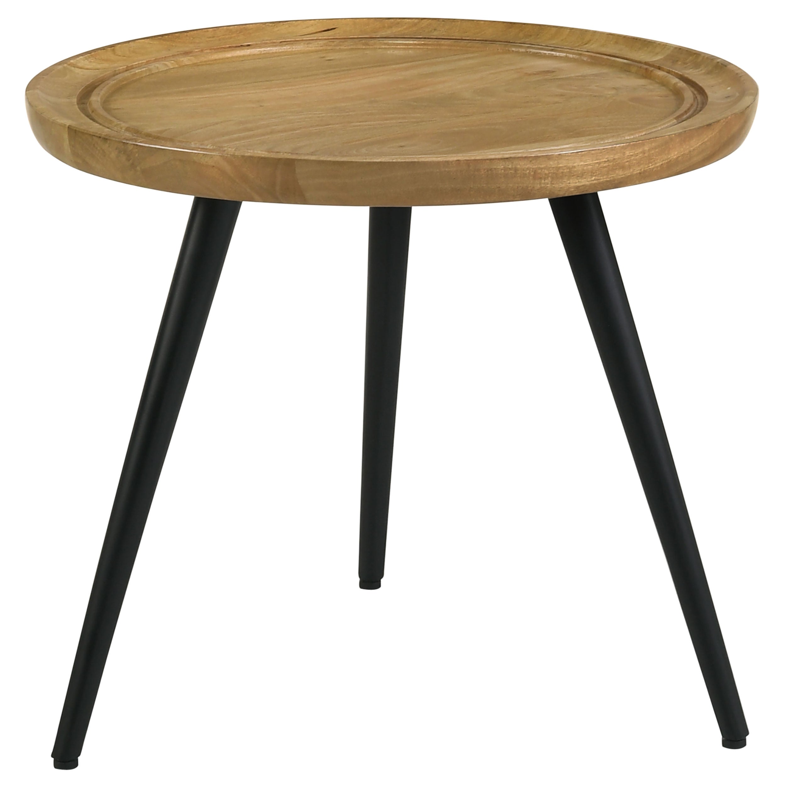 Zoe Round Mango Wood Side End Table Natural and Black — view 1