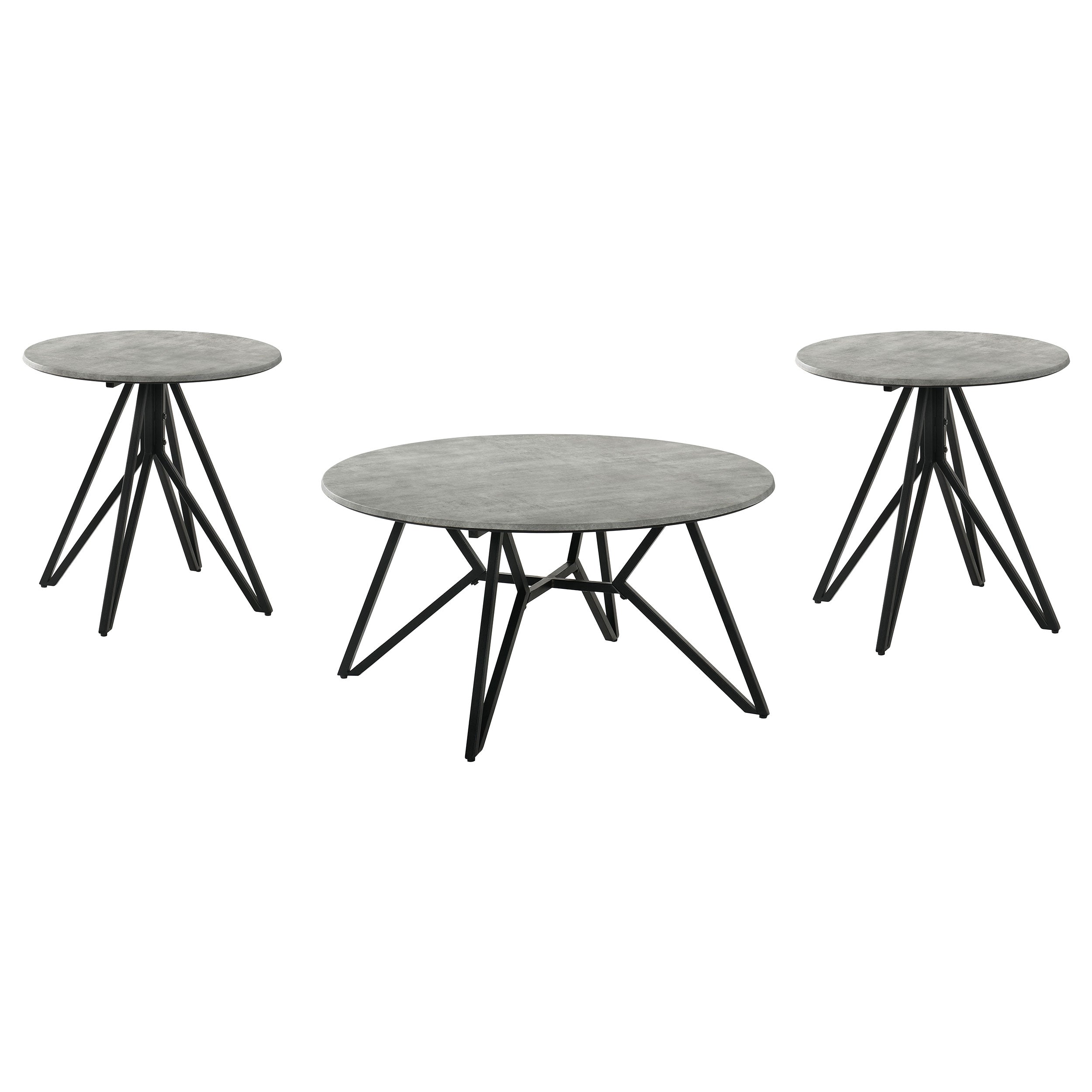 Hadi 3-piece Round SmartTop Coffee and End Table Set Cement — view 2
