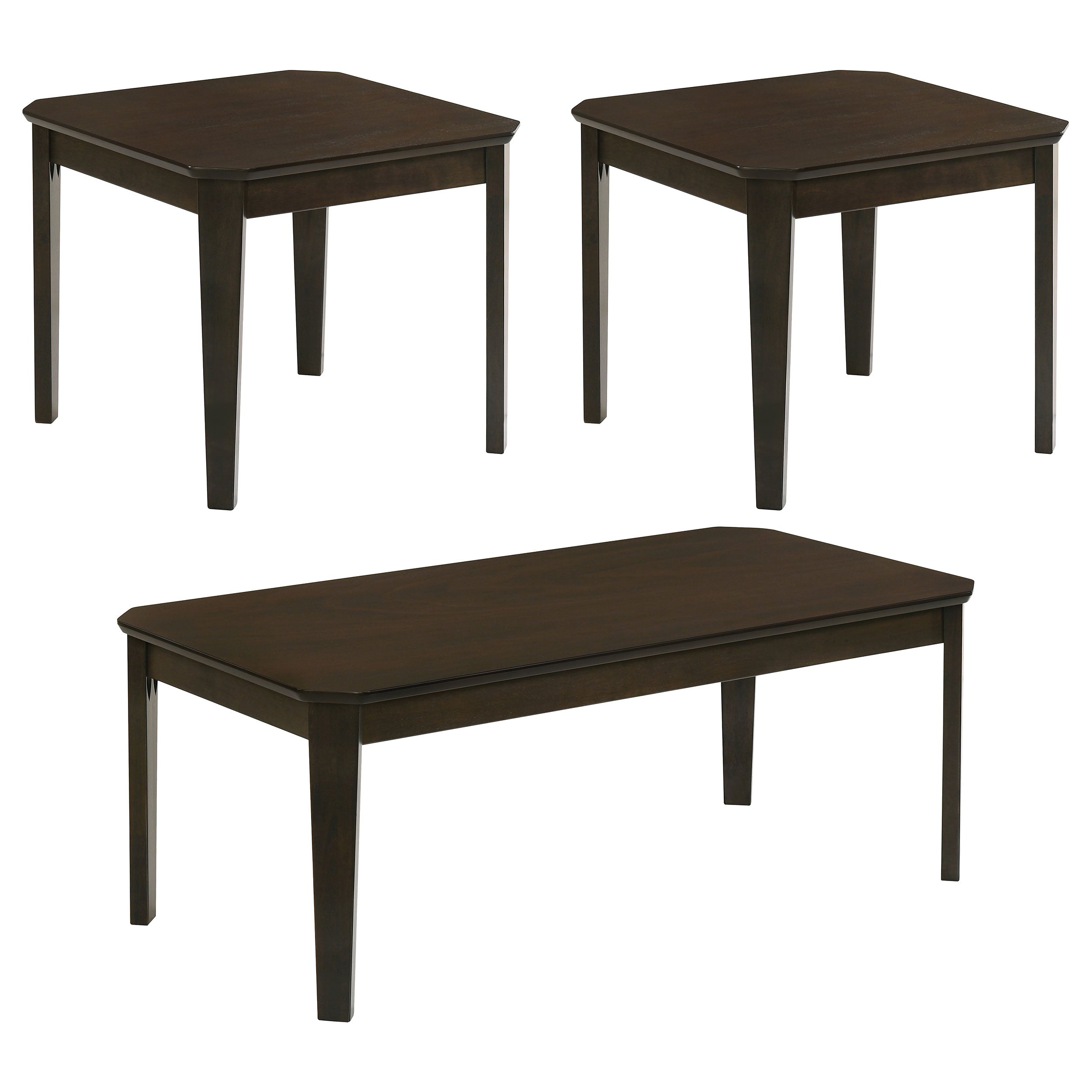 Amaro 3-piece Coffee and End Table Set Dark Brown — view 2