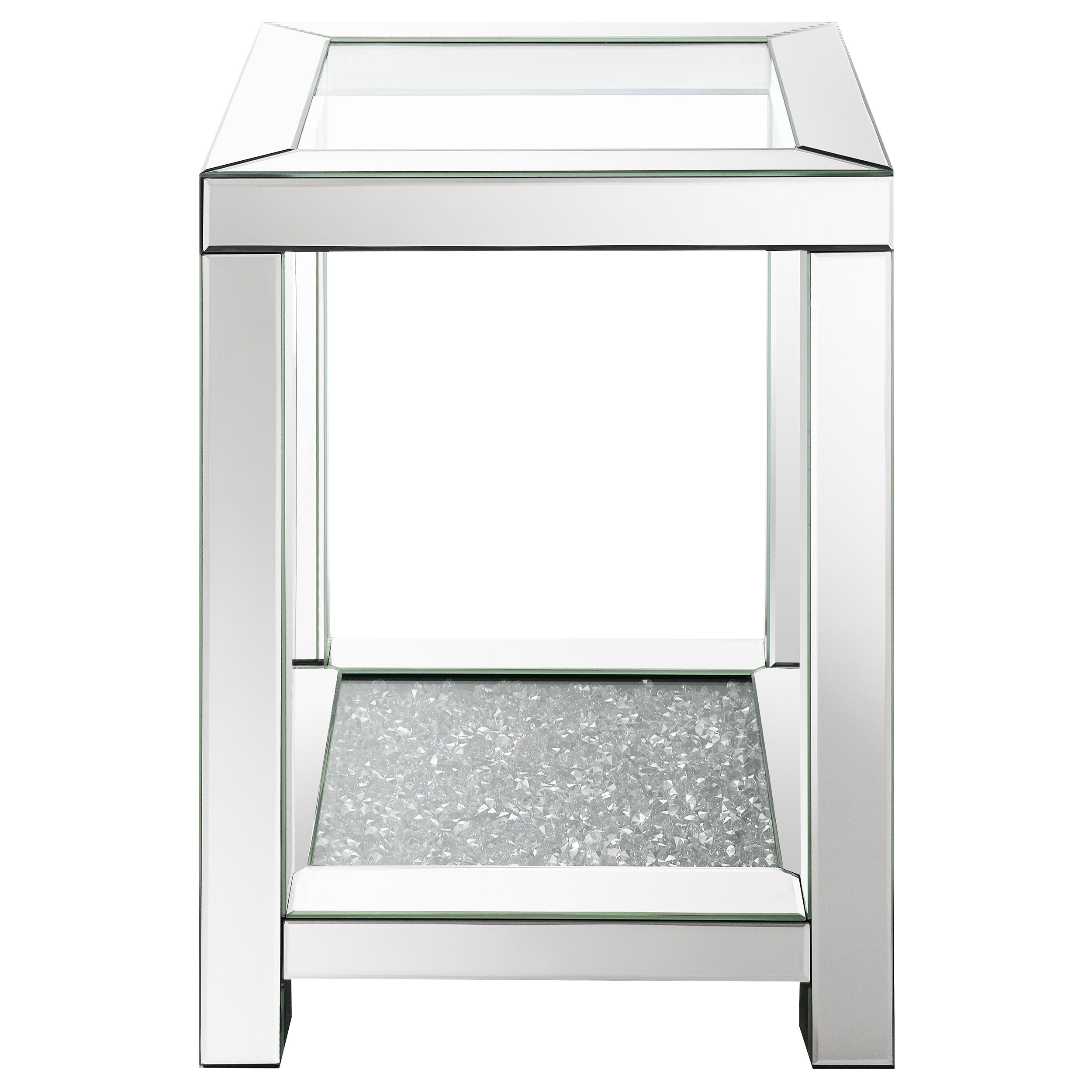 Valentina 1-shelf Square Glass Top Side End Table Silver — view 3