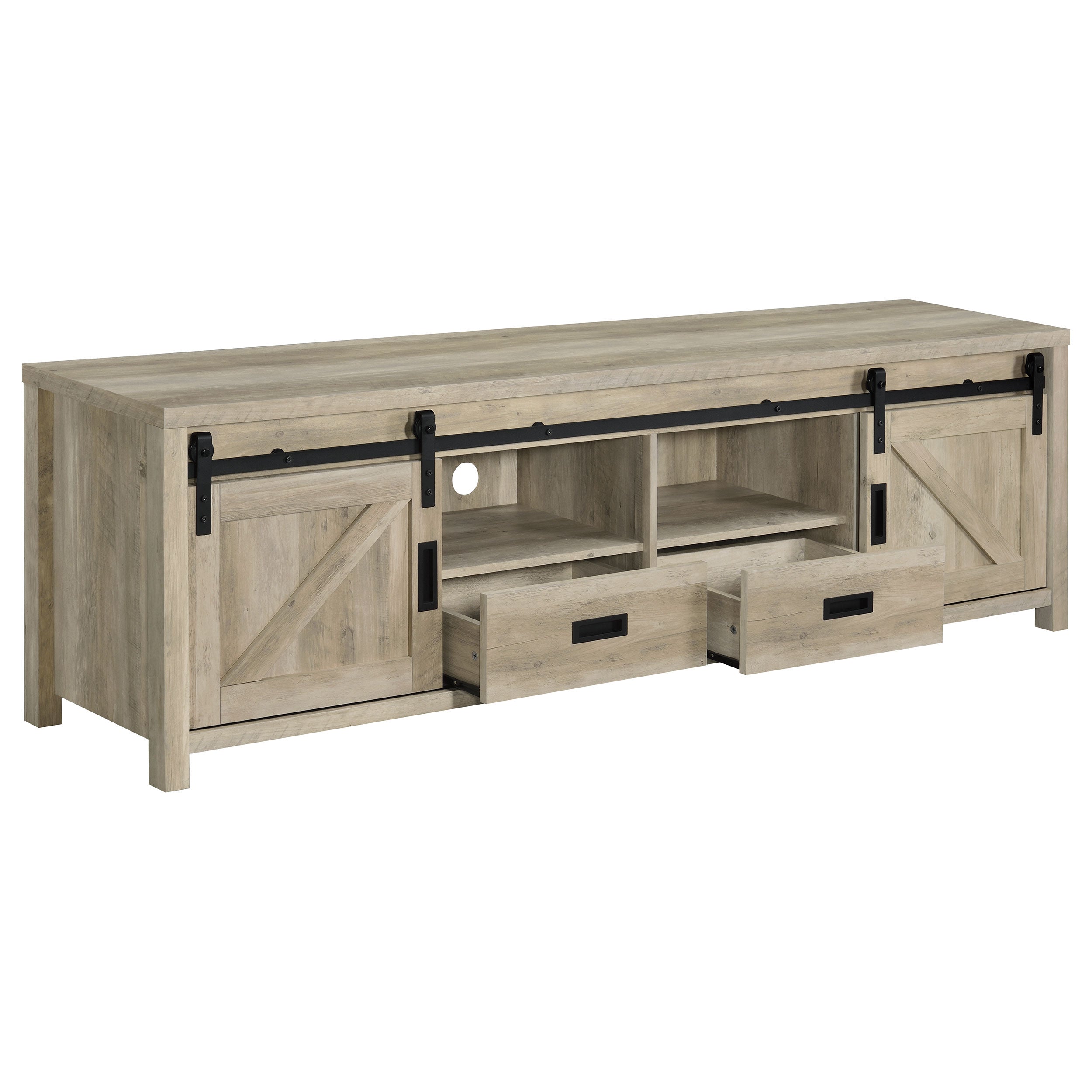 Madra 2-door Engineered Wood 79-inch TV Stand Distressed Pine — view 3