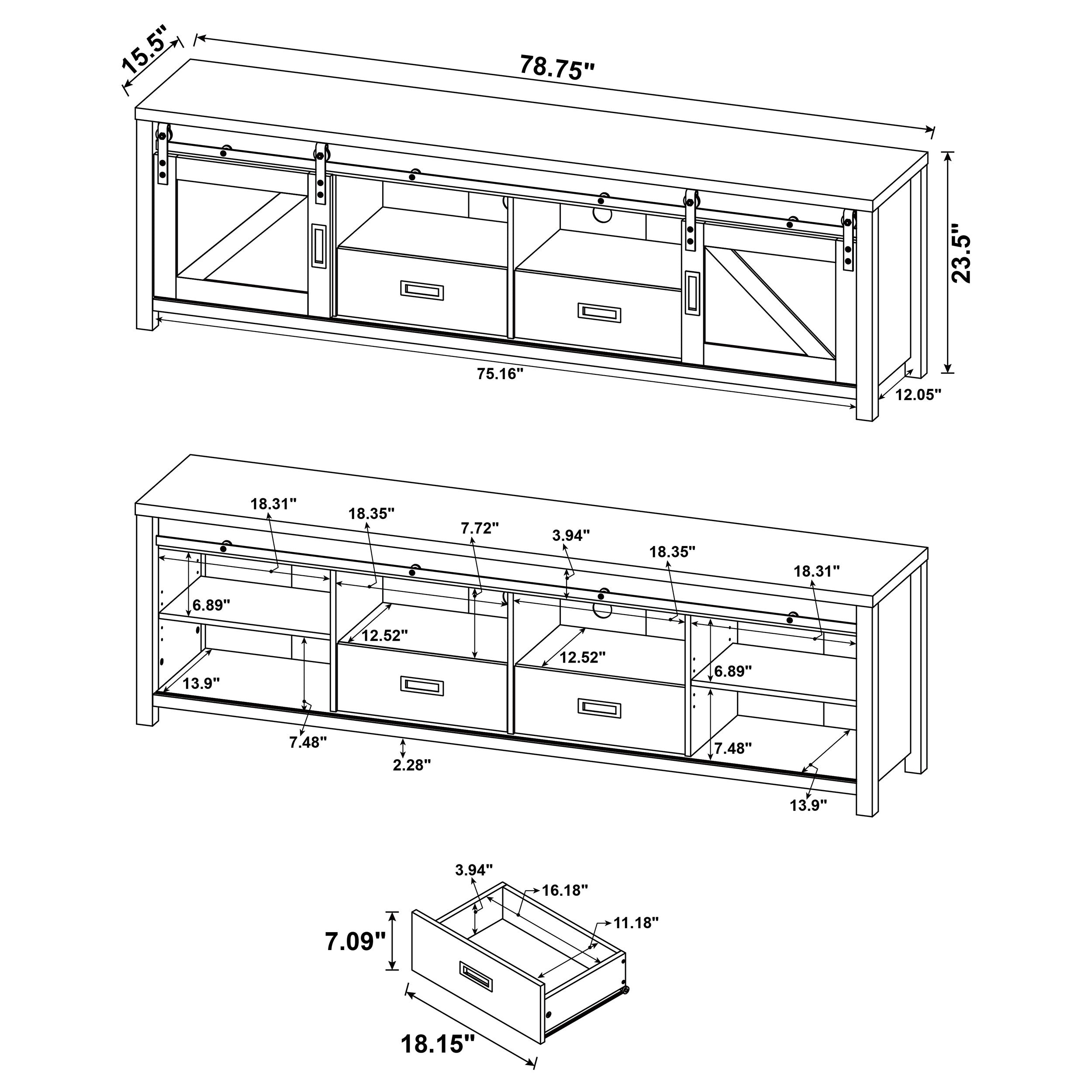 Madra 2-door Engineered Wood 79-inch TV Stand Dark Pine — view 13