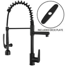 Kitchen Sink Faucet With LED Pull Down Sprayer, Single Handle High Arc Faucet, Dual Spouts, Deck Mount - Matte Black