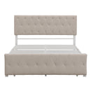 Full Size Storage Bed Metal Platform Bed with a Big Drawer - Beige
