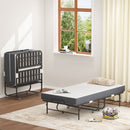 Twin Folding Bed With Memory Foam Mattress Portable Rollaway Bed Sturdy Metal Frame - Brushed Nickel