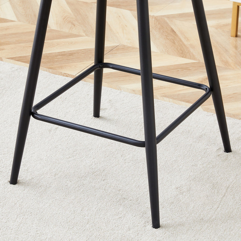 Modern Black Pu Bar Chair Rounded Backrest (Set of 2)