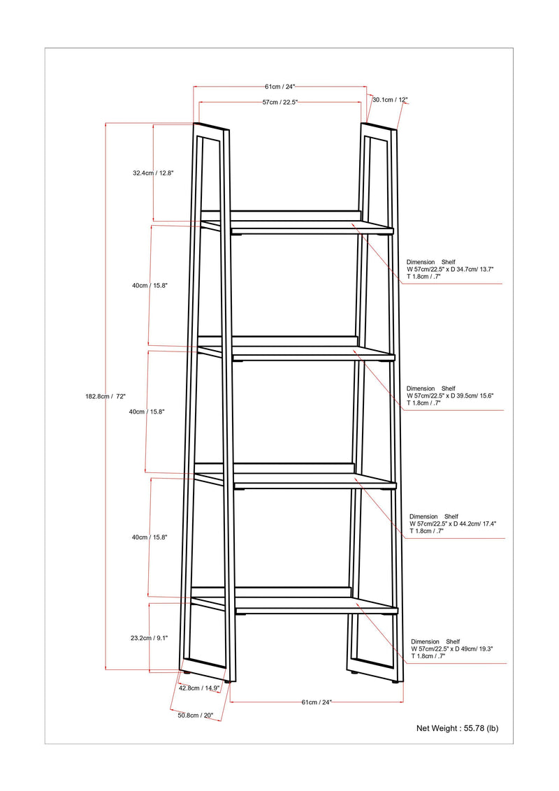 Sawhorse - Solid Walnut Veneer And Metal Ladder Shelf - Walnut