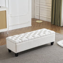 Contemporary Button Tufted And Diamond Stitched Storage Ottoman