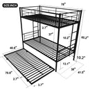 Twin Over Twin Metal Bunk Bed Frame with Trundle（Upgrade reinforcement version）