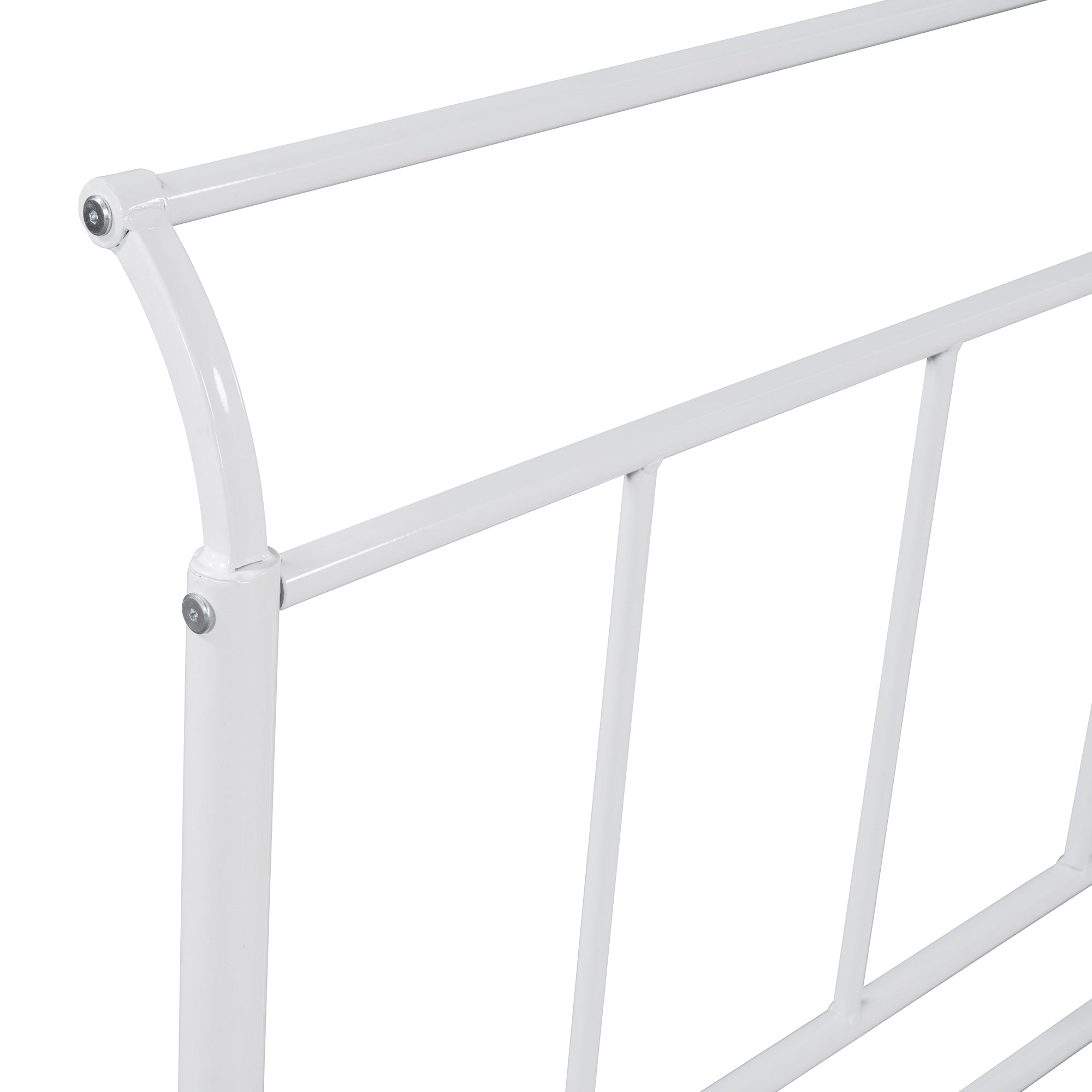 Twin Size Metal Daybed with Curved Handle Design and Twin Size Trundle, White - Atlantic Fine Furniture Melbourne FL