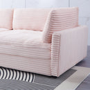 Elegant Corduroy Sofa With Throw Pillows And Backrests