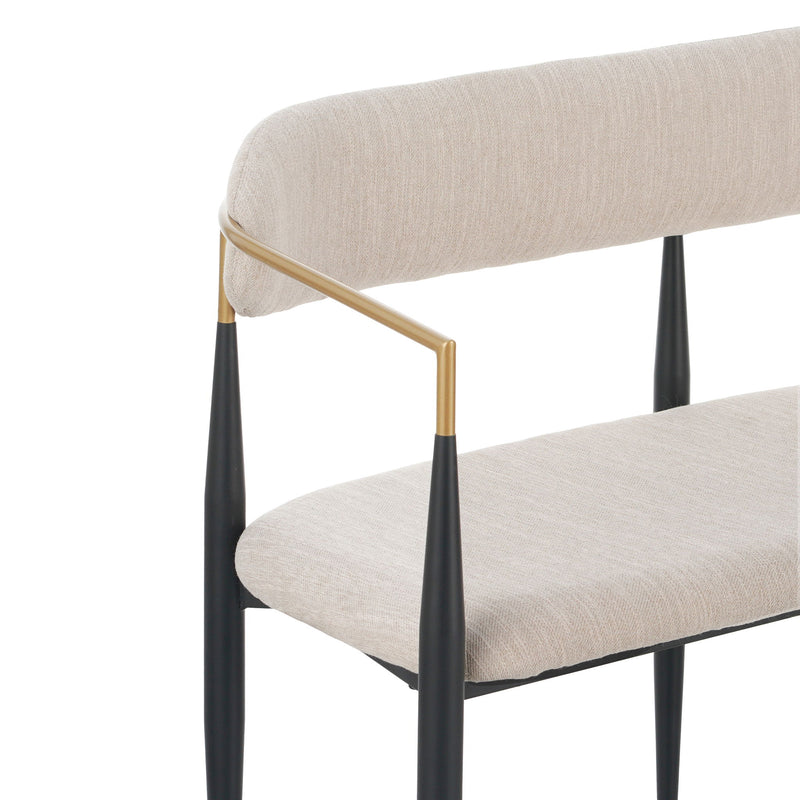 Modern Upholstered Loveseat Settee - Beige / Black / Gold