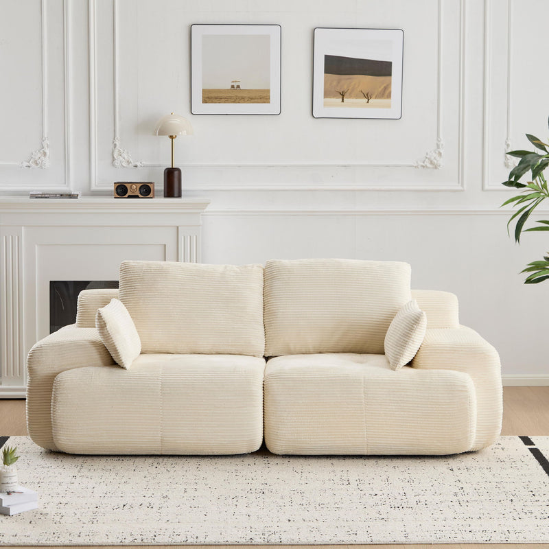 Compressed Sofa, 2 Seater Large Sectional Couches For Living Room - Beige