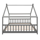 Full Size House Bed Wood Bed, Gray