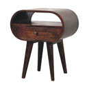 Wooden Circular Bedside Table With Open Slot - Walnut