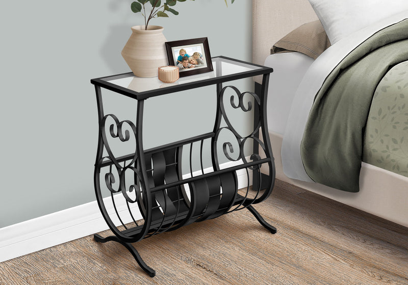 Accent Table Magazine Narrow For Living Room - Black