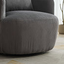 Wide Upholstered Corduroy 360° Swivel Barrel Soft Chair With Pillow