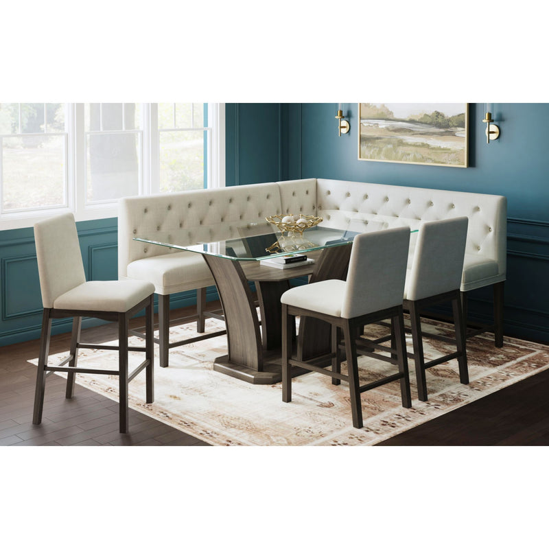 Peyton - Sectional Sofa Counter Set - Pearl Silver