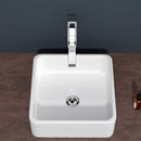 Elegant European Style Ceramic Square Vessel Bathroom Sink - White