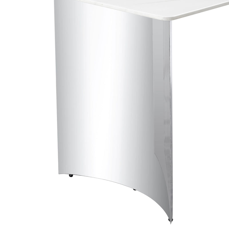 Modern Minimalist Dining Table With Marble Glass Top