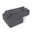 Modern Minimalist L Shape Modular Sectional Sofa, Corduroy Couch
