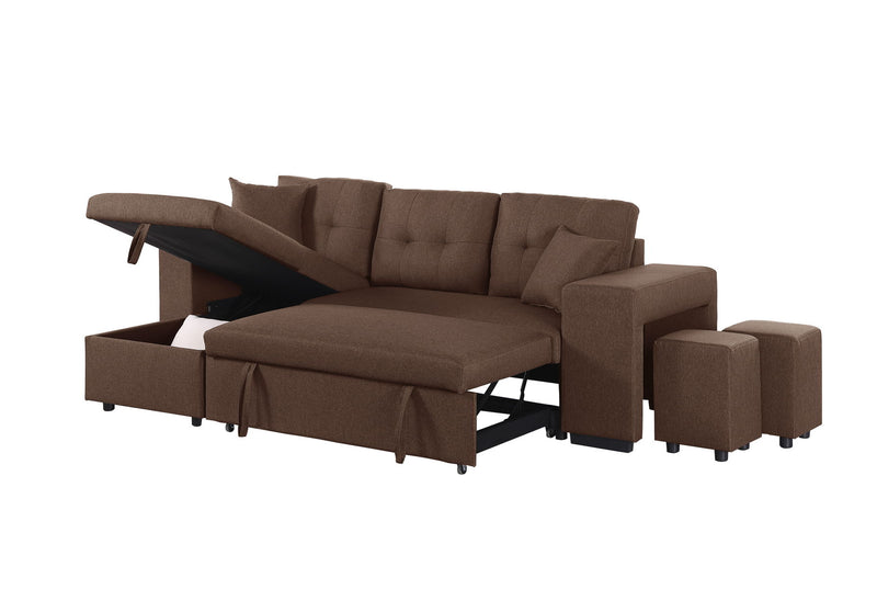 Daniel - Upholstered Reversible Sectional With Pull Out Loveseat