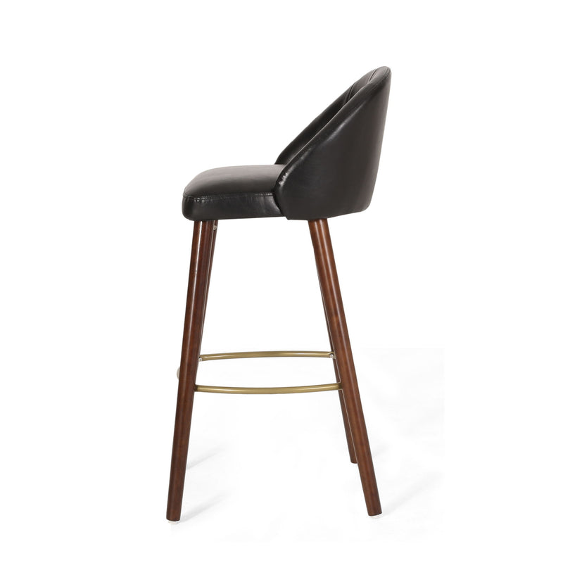 Contemporary Channel Stitch Counter Height Barstools (Set of 2) - Black / Espresso