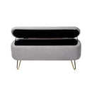 Storage Ottoman Bench For End Of Bed Gold Legs, Modern Camel Faux Fur Entryway Bench Upholstered Padded With Storage For Living Room Bedroom