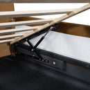 Twin Size Upholstered Daybed with Bear Shaped Headboard, Hydraulic System and Breathable Mesh Fence, Brown