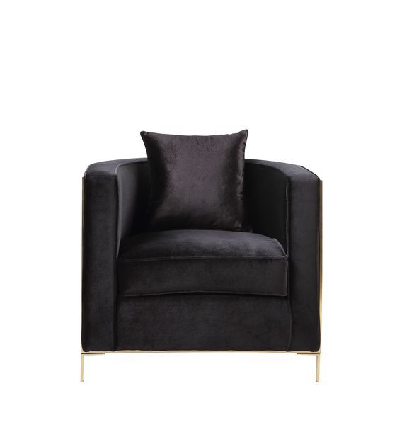 Fergal - Chair - Black Velvet & Gold Finish