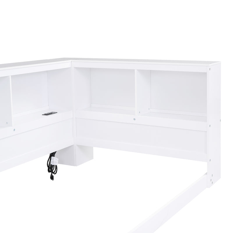 Wood Twin Size Daybed with Storage Cabinets and USB Ports, White