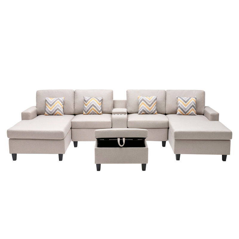 Nolan - Fabric 6 Piece Sectional Sofa With Pillows And Interchangeable Legs