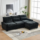 Modern Comfy Chenille L Shaped Sectional Sofa With Movable Ottoman