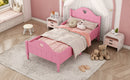 Girl's Love Princess Bed Macaron Twin Size Toddler Bed with Side Safety Rails and Headboard and Footboard , Light Pink