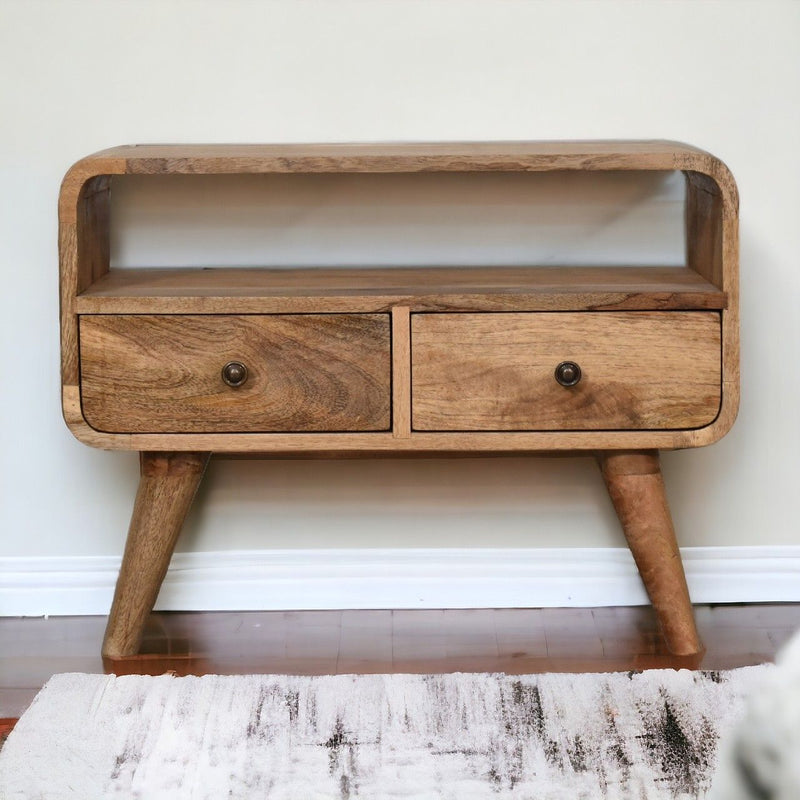 Mini Curved Media Unit - Oak