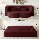 Modern Floor Sofa, With 2 Pillows, Convertible Teddy Fabric Foam Filled Bed