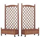 Raised Garden Bed With Trellis 2 Pack, Outdoor Planter Box & Plant Stand With Climbing Racks - Brown