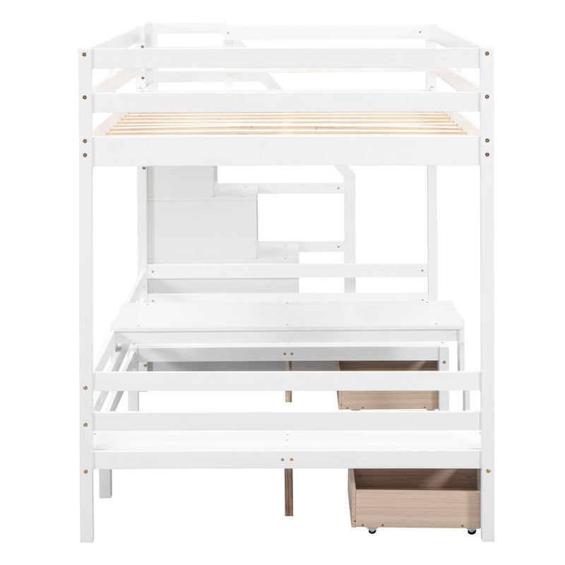 Bunk With Staircase, The Down Bed Can Be Convertible To Seats And Table Set