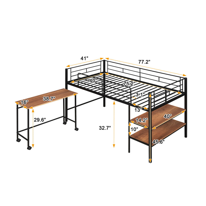 Loft Bed With Desk And Shelves