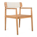 Creative Braided Acacia Wood Outdoor Dining Table And Chairs With Armrests (Set of 2) - Teak / White